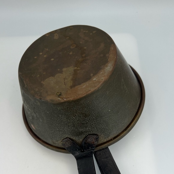 Set of 3 Antique Brass Copper Fireplace Pots with Long Iron Handle Dipper Scoop - Picture 10 of 17